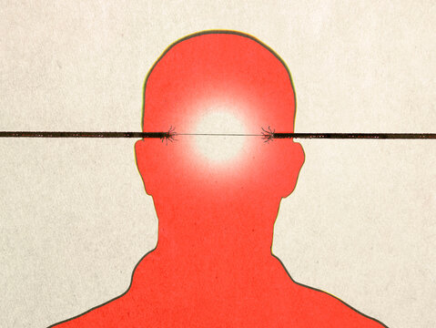 A frayed rope stretches inside a red head showing mental tension