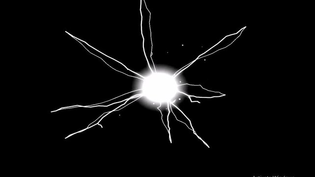 Neural network synapse firing with light trails in dark background