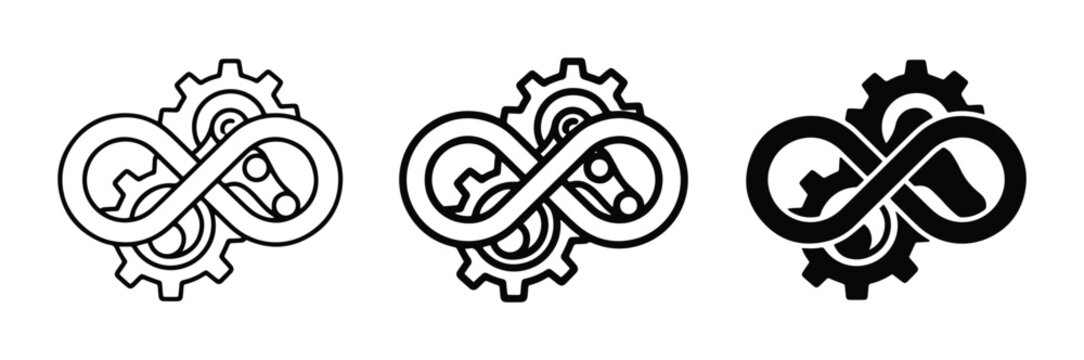 DevOps Infinity Loop, Continuous Integration, Automation Icons, Software Development
