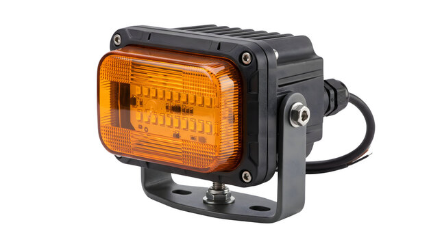 Amber off-road LED work light pod, heavy duty vehicle fog light with bracket, durable orange automotive auxiliary lamp