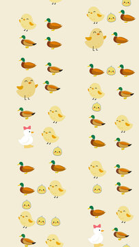 Cute Ducks and Chicks Repeating Pattern
