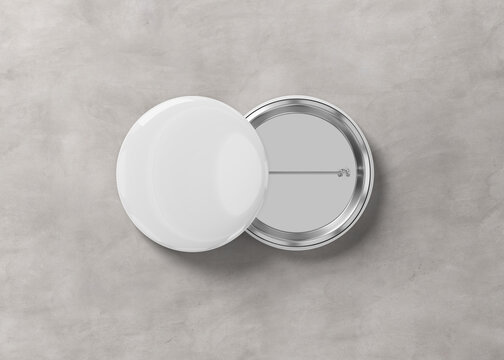 Button badge isolated on concrete Mockup. 3d rendering