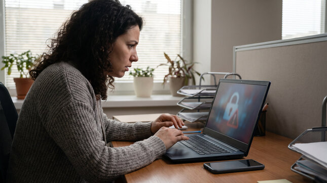 Accounts payable clerk doubting a business account takeover in office