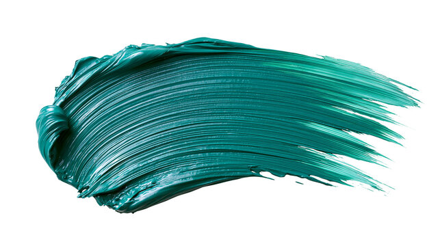 Thick emerald green oil paint brush stroke with visible texture
