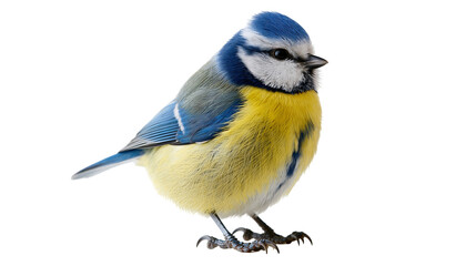Eurasian blue tit with vibrant yellow breast and blue wings perched © Isolde
