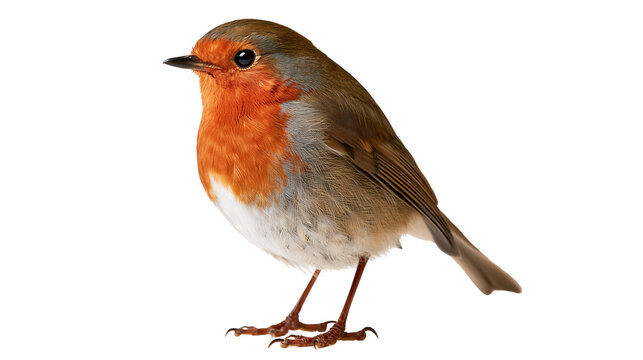 European robin bird with orange breast and brown feathers standing