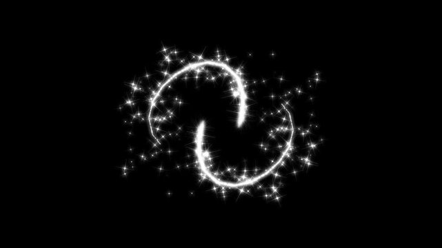 Magic glitter sparkle trail, fairy dust, magical dust trail, twinkling glitter stars line animation, glowing star particles burst, luxury white glitter sparkle animation on black screen. 4k video