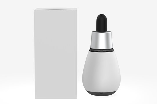 Dark Amber Glass Dropper Bottle Mockup. 3d illustration