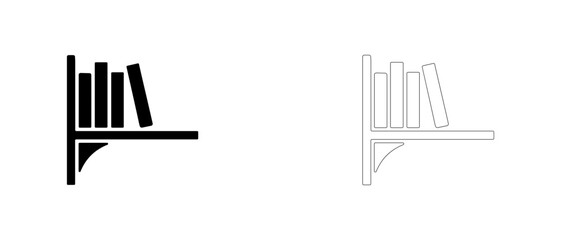 Obraz premium Wall bracket shelf with books vector icon filled and outline, book storage shelf and wall decor symbol.
