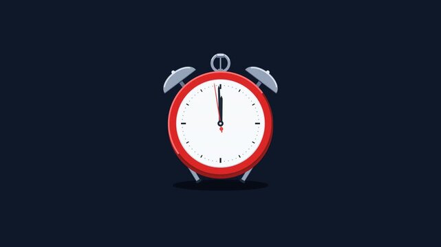 High-quality 2D motion graphics of a classic twin-bell alarm clock ringing violently, followed by a vibrant geometric confetti burst. Perfect for deadlines, new year countdowns, flash sales, and celeb
