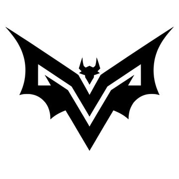 Abstract bat logo vector design with sharp wings and horned silhouette forming a letter V pattern.