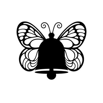 vector illustration showcasing a unique combination of a bell shape with ornate butterfly wings and curved antennae.