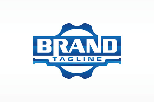 Gear and Horizontal Bar Pipe Logo
