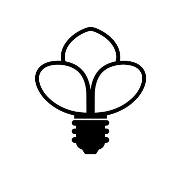 Eco Friendly Green Energy Light Bulb Vector Logo with Leaves