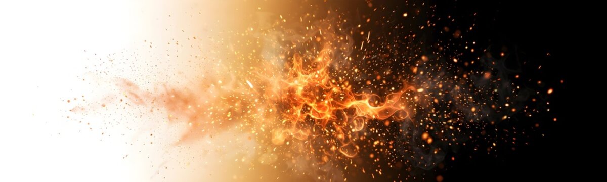 Abstract fire burst with glowing embers and flying sparks for action and energy concepts   