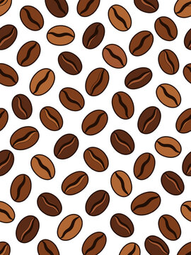 Brown coffee bean pattern EPS vector on transparent background