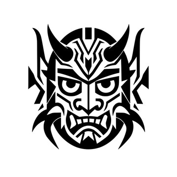 Devil Mask Vector Illustration  Tribal Style