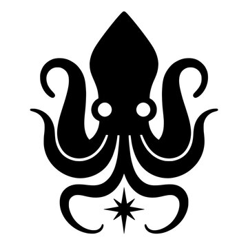 Minimalist Kraken Octopus Vector Illustration