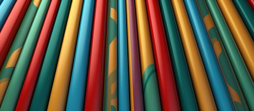 Vibrant Rainbow of Colorful Sticks Lined Up in a Row.