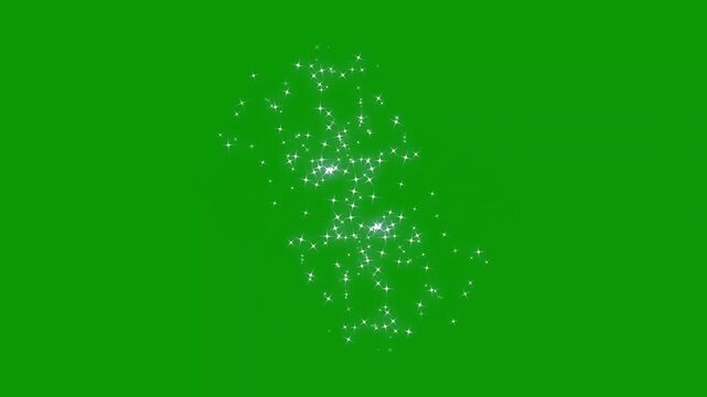 Glowing sparkle stars line animation, cartoon doodle sparkles, forming a shimmering doodle sparkle trail, magic glitter dust trail, fairy dust glitter stars trail transition on green screen. 4k