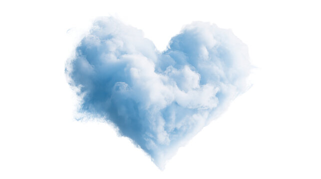 Fluffy blue heart shaped cloud formation in the sky