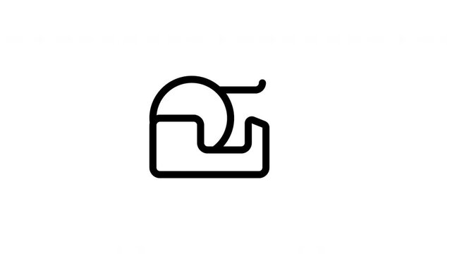 Tape stationery outline icon looping animation, adhesive office roll symbol motion graphic for packaging and business presentation design