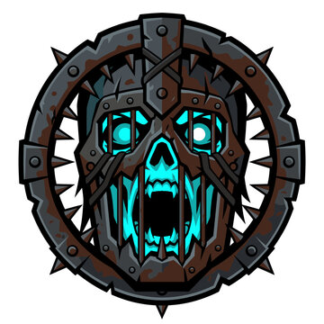 Tormented Iron Maiden Mask Flat Vector Horror Icon