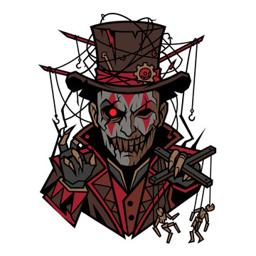 Malevolent Puppet Master Flat Vector Horror Icon