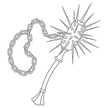 Flail weapon with spikes and chain