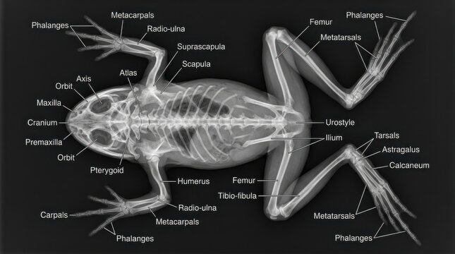 Frog Skeleton X ray Anatomy Diagram with Labels