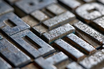 The Vintage Letterpress Blocks Close-Up Showcasing Weathered Metal Type and Texture