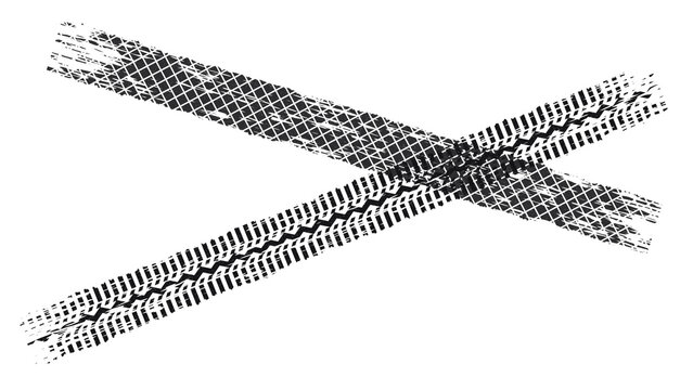 Crossing tire tracks with two tread patterns