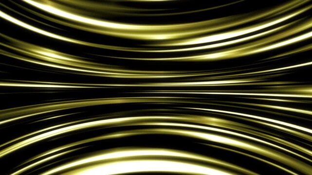 abstract dynamic luxury gold luminous light streaks animation flowing on black background