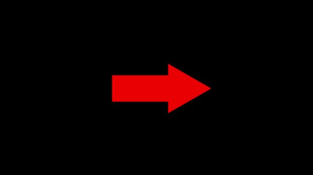 arrow icon animation on black background. 4k