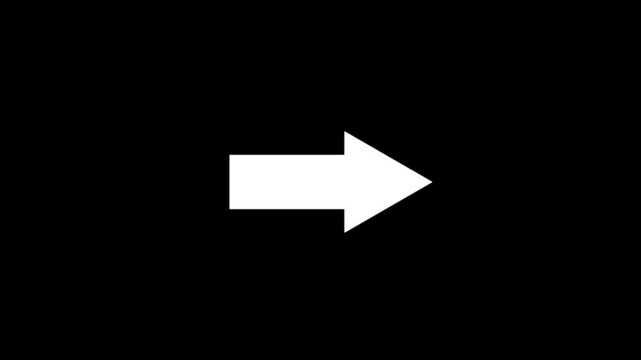 arrow icon animation on black background. 4k