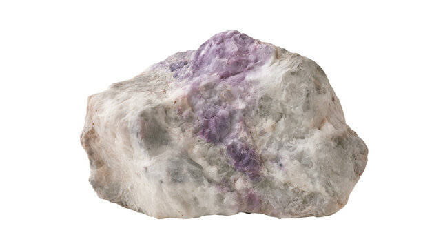 Lepidolite mineral crystal rock isolated on white isolated on transparent background