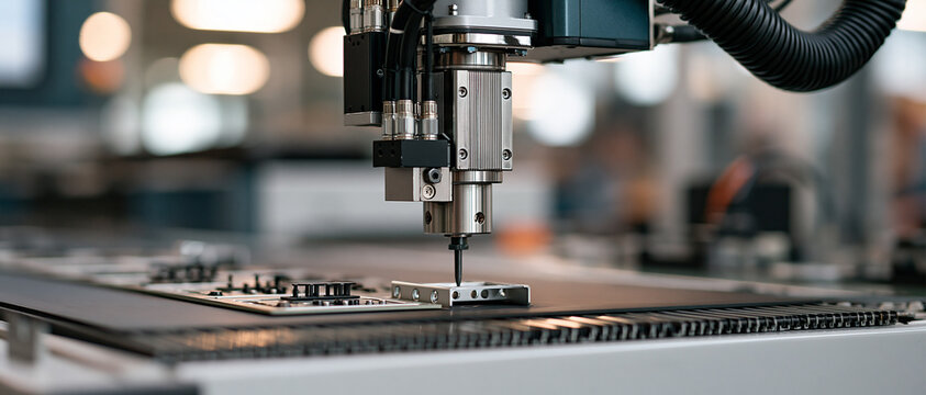 Precision CNC Laser Cutting Machine Working on Metal Sheet