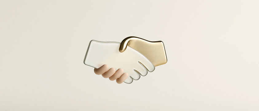 Minimalist Greeting Card with Handshake Illustration on Cream Paper