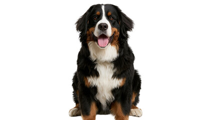 Bernese Mountain Dog sitting with mouth open and tongue out © Maria