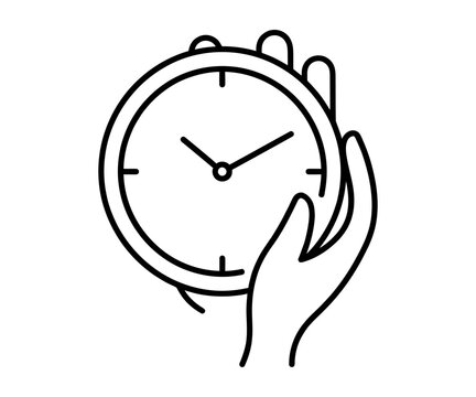 Hand holding clock quick response time saving icon