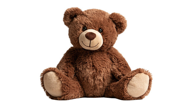 Fluffy brown teddy bear toy with beige snout and paws sitting upright