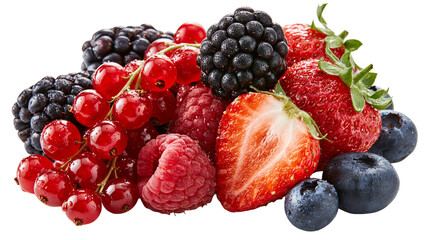 Fresh assorted mix of red strawberries raspberries blackberries and red currants © Maria