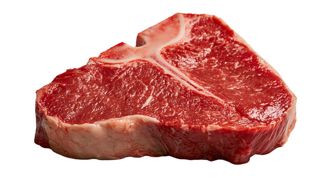 Raw T-bone steak with red beef meat and white bone structure