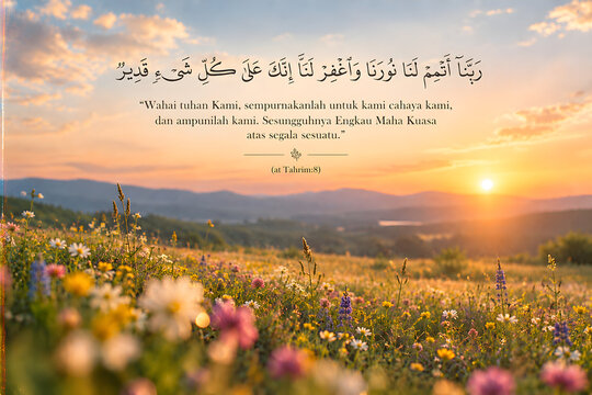 Surah At Tahrim Ayat 8 - sunset over field