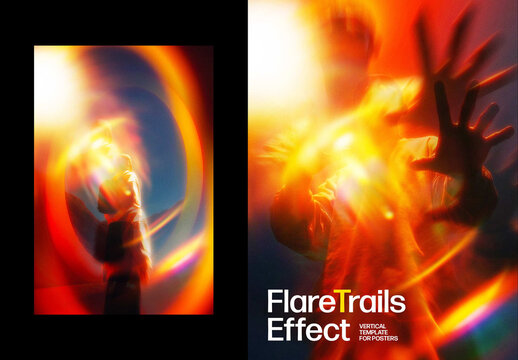 Vertical Flare Trails Effect For Poster And Print Design