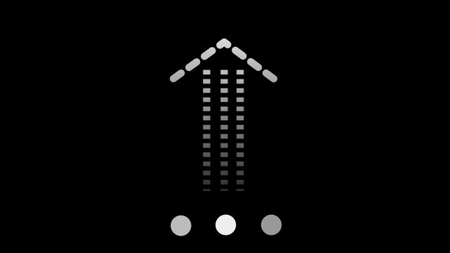 Dotted Upload Icon Animation on Black Background. Upload Progress, Preloader Animation Web Design Template. Seamless Loop Animation in 4K