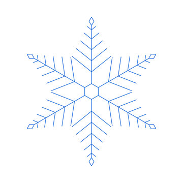 白い背景に青い幾何学的な雪結晶
