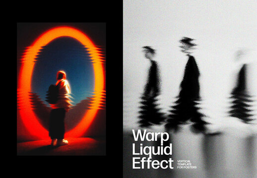 Vertical Liquid Warp Effect For Poster And Print Design