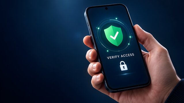 Smartphone Showing Secure Access Verification With Green Shield And Checkmark