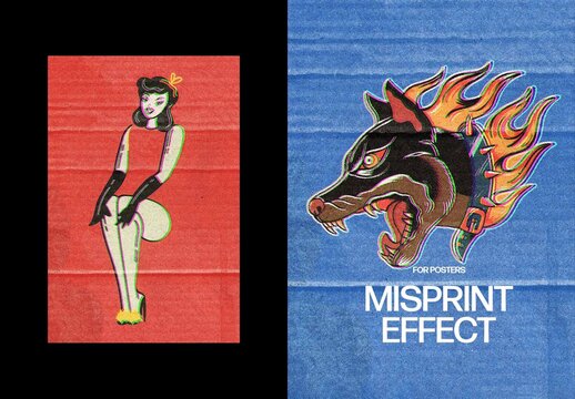 Vertical Misprint Effect For Poster And Print Design